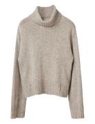 Wool Blend Roll Neck Knitted Sweater Beige Lexington Clothing