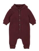 Wool Baby Suit W. Hood Burgundy Mikk-line