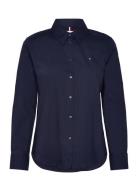 Cotton Stretch Regular Ls Shirt Navy Tommy Hilfiger