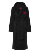 Terry_Hooded Gown Black HUGO