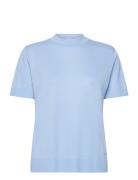 Ss Silk Touch Fine Knit Mock Nk Blue Calvin Klein