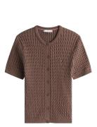 Co Cable Fine Gg S/S C-Nk Cardi Brown Tommy Hilfiger