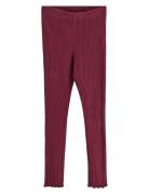 Leggings Rib Solid Frill Botto Burgundy Lindex