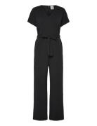 Stretch Crepe Jumpsuit With Belt Black Calvin Klein