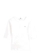 Slim 5X2 Rib C-Nk 1/2 Slv White Tommy Hilfiger