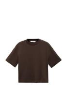 Cotton Short-Sleeved T-Shirt Brown Mango