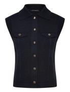 Roland Knit Collared Gilet Navy French Connection