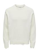 Onstune Rlx Ls Crew Neck Knit Life White ONLY & SONS