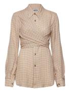 Twisty Shirt Airy Pink Check-40 Beige Hope