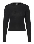 Slub Knit Ls Ringer T-Shirt Black Juicy Couture