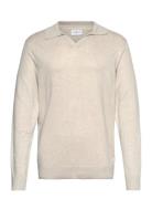 Ecovero L/S V-Neck Polo Beige Lindbergh