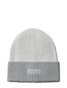 Patch Wool Chunky Rib Beanie Grey Calvin Klein