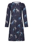Bamboo Flared Dress Navy Dala Horse Navy Geggamoja