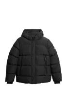 Hooded 5 Baffle Sports Puffer Black Superdry