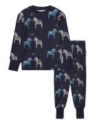Bamboo Two Piece Pyjamas Green Tractor Navy Geggamoja