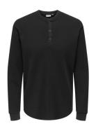 Onstobie Reg Ls Henley Tee Noos Black ONLY & SONS