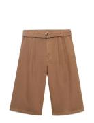 Denim Jorts With Belt Brown Mango