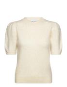 Brushed Puff Sleeve T-Shirt Cream Davida Cashmere
