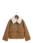 Wool Blend Flight Jacket Brown GANT