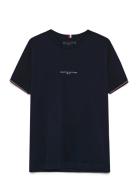 Tommy Logo Tipped Tee Navy Tommy Hilfiger