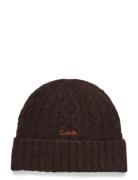 Embroidered Cable Knit Beanie Brown Coach Accessories