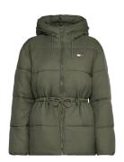 Tjw Hooded Midi Puffer Jacket Khaki Tommy Jeans