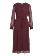 Vifalia V-Neck L/S Midi Dress - Noos/Dc Burgundy Vila