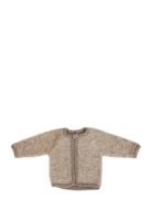 Cardigan W. Zipper, Bouclé Merino Wool, Natur Melange Beige Smallstuff