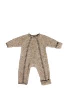 Jumpsuit W. Zipper, Bouclé Merino Wool, Natur Melange Beige Smallstuff