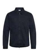 Twill Zip Overshirt Navy Knowledge Cotton Apparel