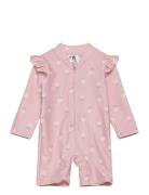 Sunprotection Suit W Frill Pink Lindex