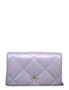 Kira Clover Diamond Quilt Chain Wallet Purple Tory Burch