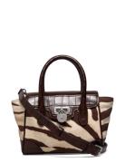 Zebra-Print Canvas Small Tanner Satchel Brown Lauren Ralph Lauren