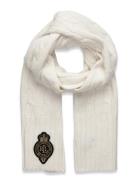 Crest-Patch Cable-Knit Scarf White Lauren Ralph Lauren