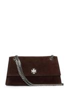 Kira Turnlock Suede Shoulder Bag Brown Tory Burch