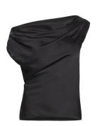 Satin Charmeuse Off-The-Shoulder Blouse Black Lauren Ralph Lauren
