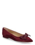 Londyn Bow-Trim Suede Ballet Flat Red Lauren Ralph Lauren