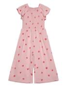 Jumpsuit Ss Smock Aop Pink Lindex