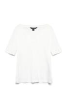 Stretch Cotton Elbow-Sleeve V-Neck Tee White Lauren Ralph Lauren