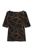 Belting-Print Cotton-Blend Boatneck Tee Black Lauren Ralph Lauren