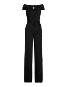 Belted Jersey Off-The-Shoulder Jumpsuit Black Lauren Ralph Lauren