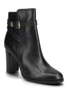 Brooke Ii Burnished Leather Bootie Heel Black Lauren Ralph Lauren