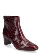 Demi Croc-Embossed Leather Bootie Red Lauren Ralph Lauren