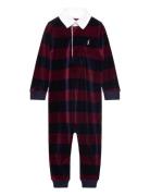 Striped Velour Rugby Coverall Navy Ralph Lauren Baby