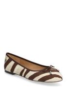 Jayna Zebra-Print Canvas Flat Brown Lauren Ralph Lauren