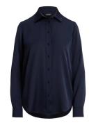 Classic Fit Satin Charmeuse Shirt Navy Lauren Ralph Lauren
