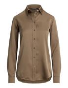 Classic Fit Satin Charmeuse Shirt Beige Lauren Ralph Lauren