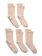 Wool Socks 5-Pack Solid Beige Minymo
