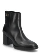 Stacked Heel Leather Ankle Boot Black Tommy Hilfiger