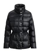 Metallic Quilted Funnelneck Down Coat Black Lauren Ralph Lauren